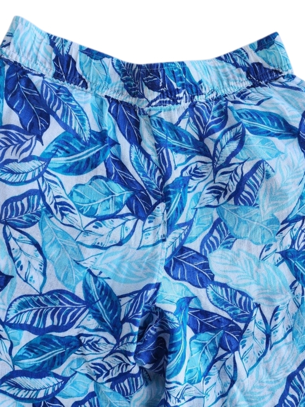 Sigrid Olsen Blue and Aqua Linen Print Pants - Picture 5 of 8